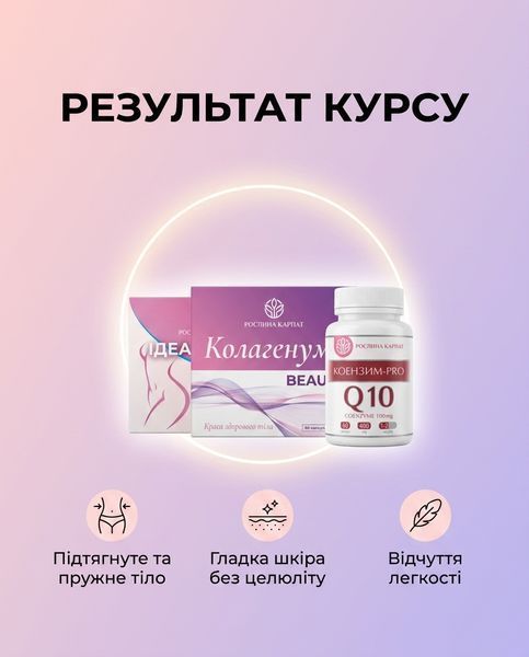 Програма комплексної боротьби з целюлітом - Ідеал-body 2уп., Колагенум 2уп., Коензим 1 уп. Рослина Карпат 546638 фото