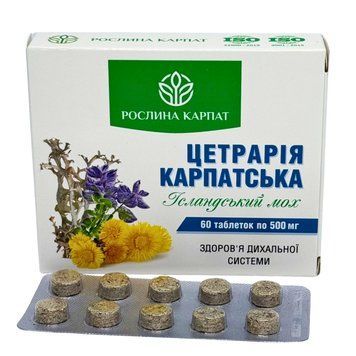 Цетрарія карпатська 60 таб. &ndash; природний засіб для дихання Рослина Карпат 484815 фото