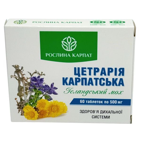 Цетрария карпатская 60 таб. &ndash; природное средство для дыхания Рослина Карпат 484815 фото