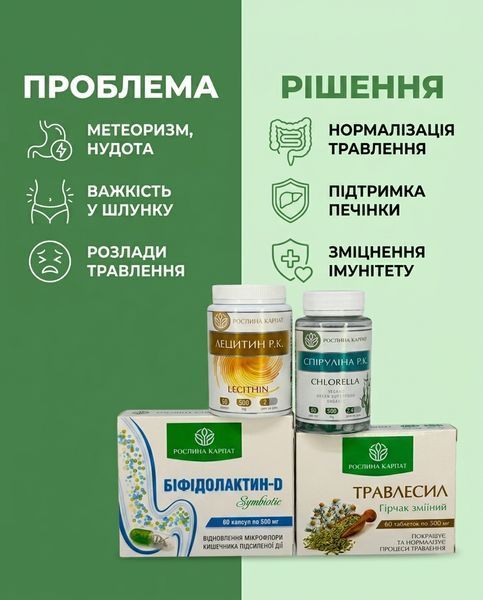Програма відновлення травної системи - Травлесил, Біфідолактин, Спіруліна, Лецитин Рослина Карпат 485490 фото