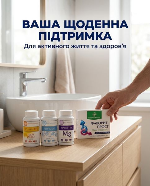 Програма для чоловіків - Фаворит, Цинк, Магній Р.К., Вітамін Д3 Рослина Карпат 485497 фото