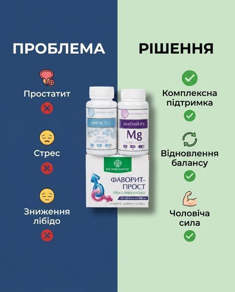 Программа для мужчин - Фаворит, Цинк, Магний Рослина Карпат 485488 фото