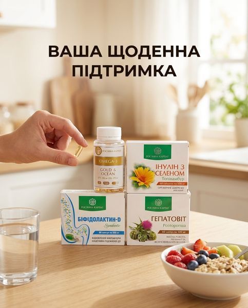Програма при цукровому діабеті - Інулін з селен, Біфідолактин, Гепатовіт, Омега-3 Рослина Карпат 485493 фото